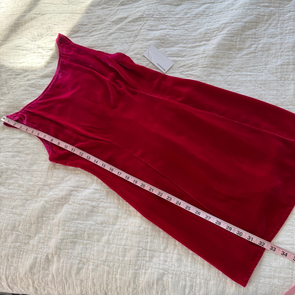 Reformation Brisbane Velvet Dress in Rhubarb Mini Cocktail Pink 6 NWT - Picture 5 of 12